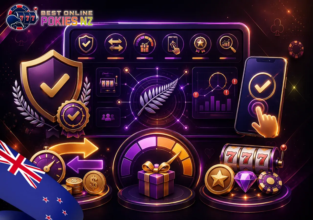 Rating methodology for Online Pokies NZ casinos with license, payments, bonuses, mobile usability, providers, and player complaints